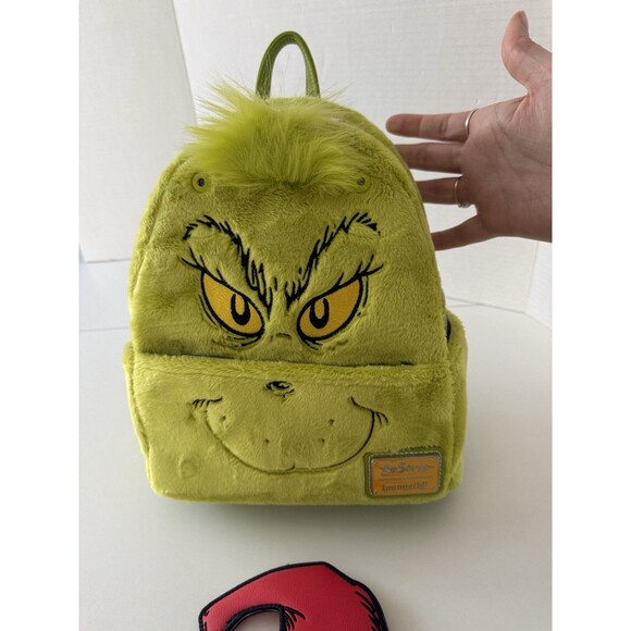 Loungefly The Grinch Mini Backpack Removable Santa Hat NWT - Picture 2 of 14